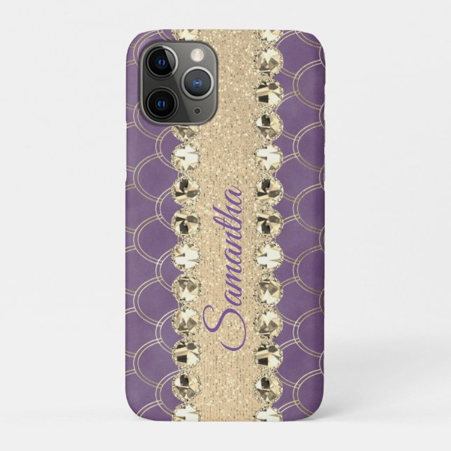 Coques Case-Mate iPhone Bling Diamant à huile violet et or        (Dos)