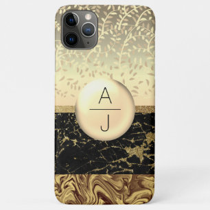 Case-Mate iPhone Case Bling Or Paillettes et Initiales Noires