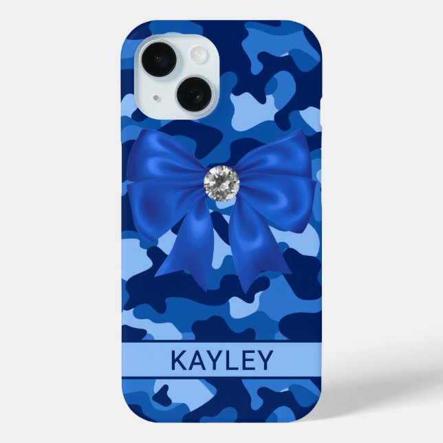 Coques Case-Mate iPhone Blingy Blue Camouflage Personalized (Verso)