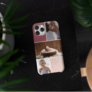 Coque iPhone 15 Pro Max Bloc de couleur 3 Photo Collage   Meilleure maman 