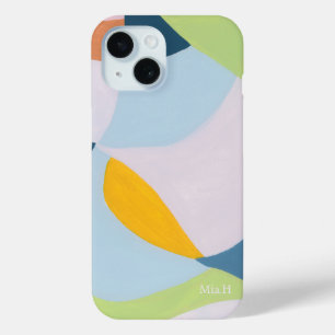 Coque Pour iPhone 15 Bloc de couleur Abstrait Art personnalisé Monogram