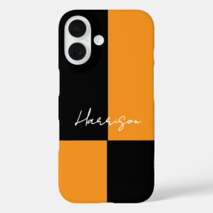 Coque Pour iPhone 16 Bloc de couleur Jaune Noir moderne Personnalisé