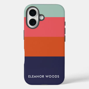 Coque Pour iPhone 16 Bloc de couleur moderne à larges rayures personnal