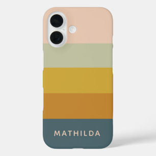 Coque Pour iPhone 16 Bloc de couleur Pastel géométrique rétro Personnal