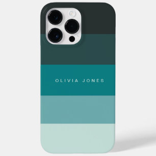 Coque Pour Pour iPhone 14 Pro Max Blocage de couleur Bande horizontale Noir et Turqu