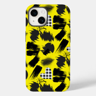 Coque Pour iPhone 14 blocs de construction.Noir et blanc.w.01x4 B Jaune