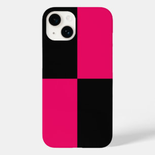 Coque Pour iPhone 14 Blocs de couleur rose et noir chaud