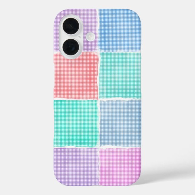Coques Case-Mate iPhone blocs patchwork gingham pastel (Verso)