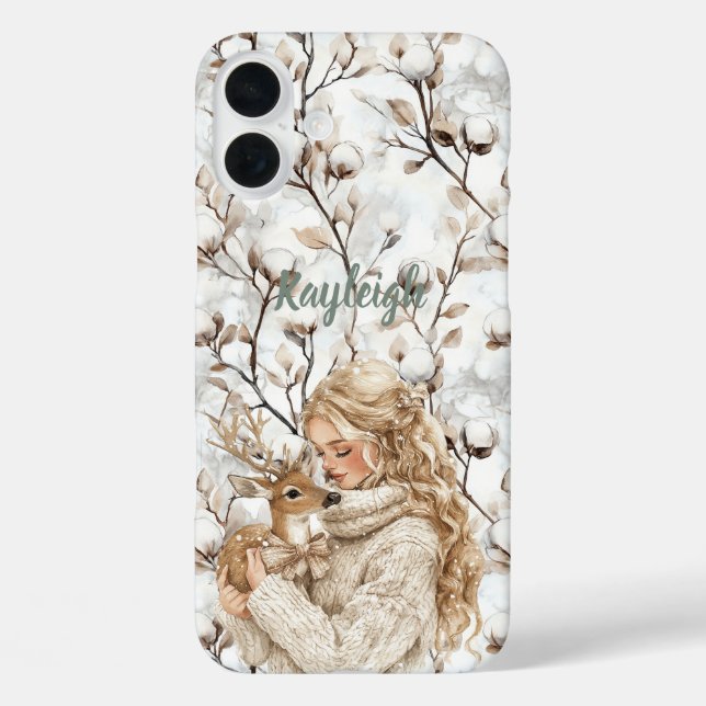 Coques Case-Mate iPhone Blond Hair Girl with Deer   (Verso)