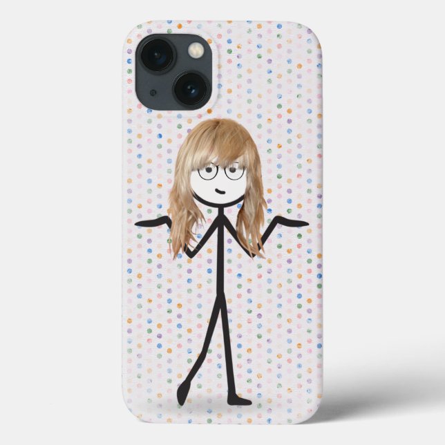 Coques Case-Mate iPhone Blond Stick Girl sur Pois (Verso)