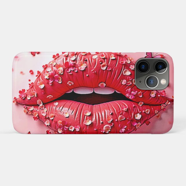 Coques Case-Mate iPhone Blooming Lips: Floral Butterfly Kiss (Dos (Horizontal))