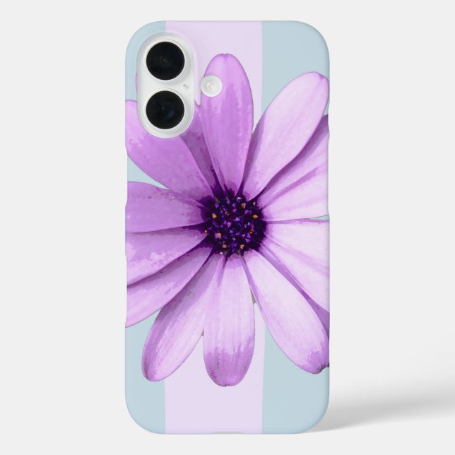 Coques Case-Mate iPhone blue and purple striped daisy pattern (Verso)