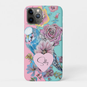 Case-Mate iPhone Case Blue Budgie Aquarelle florale Girls Rose Aqua