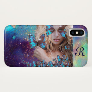 Case-Mate iPhone CASE BLUE BUTTERFLY WITH GREEN GOLD SPARKLES