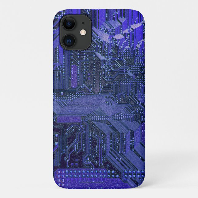 Coques Case-Mate iPhone Blue Cyber Circuit Board Tech Art Electronique (Dos)