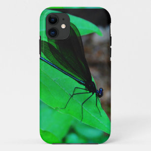 Coque Case-Mate Pour iPhone Blue Damselfly on a green leaf.
