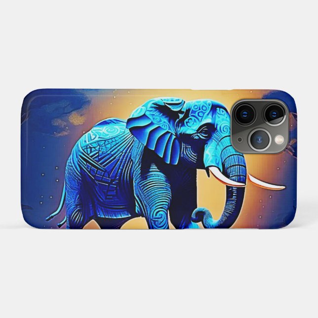 Coques Case-Mate iPhone Blue Elephant Glow Design (Dos (Horizontal))