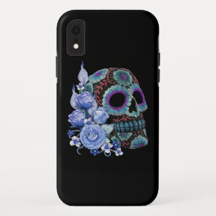 Case-Mate iPhone Case Blue Floral Black Sugar Skull Jour des morts