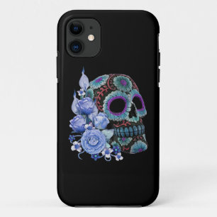 Case-Mate iPhone Case Blue Floral Black Sugar Skull Jour des morts