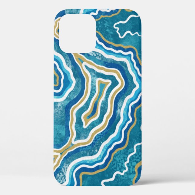 Coques Case-Mate iPhone Blue Gold Agate Coque-Mate iPhone 12 Coques (Verso)