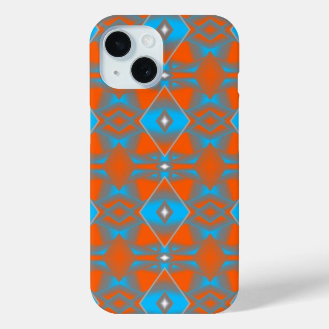 Coques Case-Mate iPhone Blue Grey Orange Ombre Géométrique Art Abstrait (Verso)