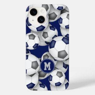 Coque Pour iPhone 14 Blue gris équipe couleurs filles bals de football 