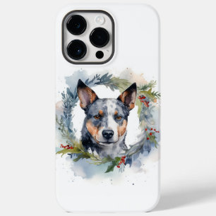 Coque Pour Pour iPhone 14 Pro Max Blue Heeler Christmas Wreath Festive Pup