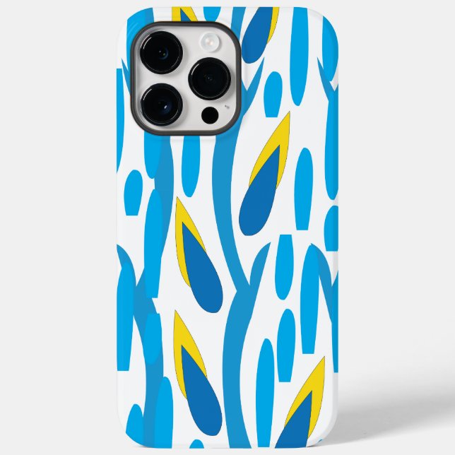 Coques Case-Mate iPhone Blue Jaune Abstraits Feuilles tendance chic (Verso)