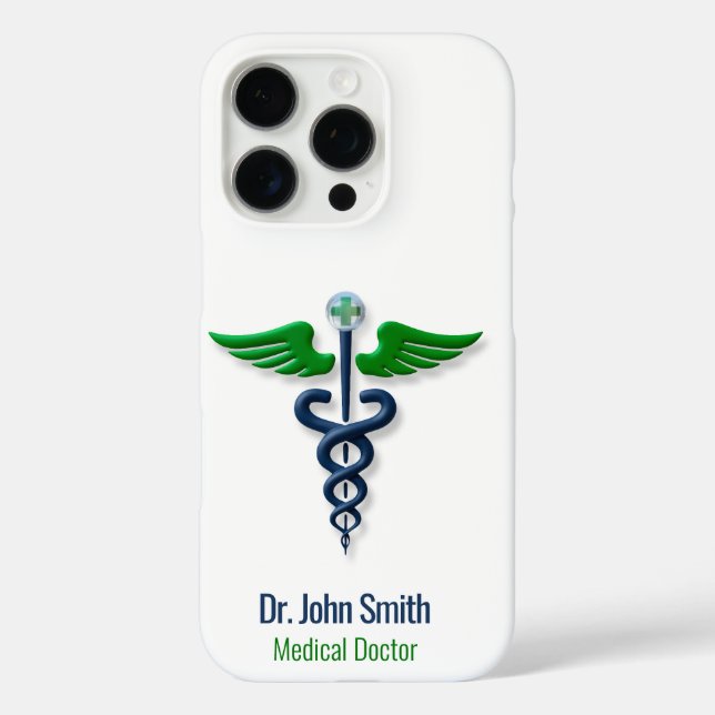 Coques Case-Mate iPhone Blue Médicale Caduceus Stylish Green Wings Cross (Verso)