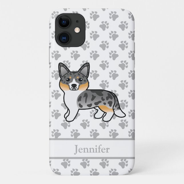 Coques Case-Mate iPhone Blue Merle Cardigan Welsh Corgi Chien & Nom (Dos)