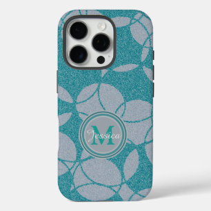 Coques iPhone 16 Pro Blue Modern Cercles Abstrait Motif Personnalisé