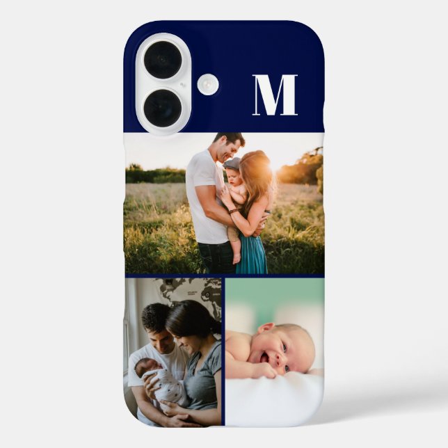 Coques Case-Mate iPhone Blue Monogram 3 Photo collage (Verso)