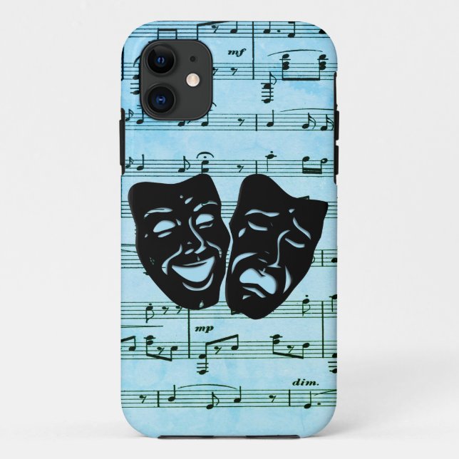 Coques Case-Mate iPhone Blue Music Art unit les masques de théâtre (Dos)