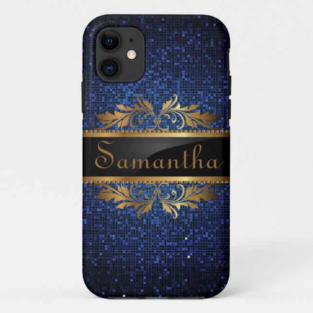 Coques Case-Mate iPhone Blue Navy Parties scintillant Sequin Mate ID™ iPho (Dos)