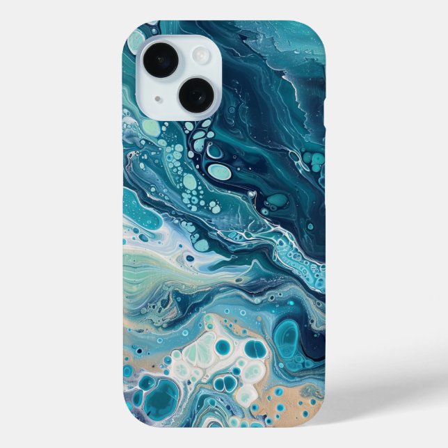 Coques Case-Mate iPhone Blue Ocean Paint Pour Abstrait Liquid Aesthétique (Verso)