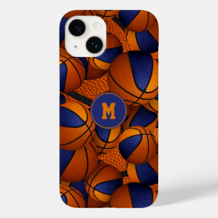 Coque Pour iPhone 14 Blue orange équipe couleurs basketball motif
