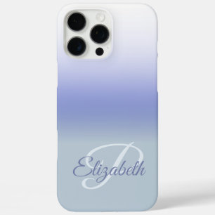 Coques iPhone 16 Pro Max Blue Pastel Ombre Premier Monogramme Nom personnal