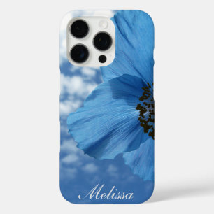 Coques iPhone 16 Pro BLUE POPPY Flower Blue Sky avec nom