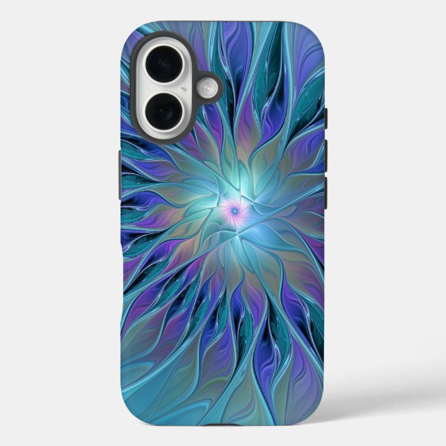 Coques Case-Mate iPhone Blue Purple Flower Dream Abstrait Fractal Art (Verso)