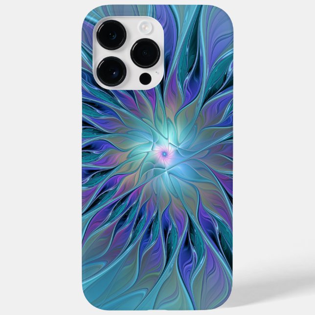 Coques Case-Mate iPhone Blue Purple Flower Dream Abstrait Fractal Art (Verso)