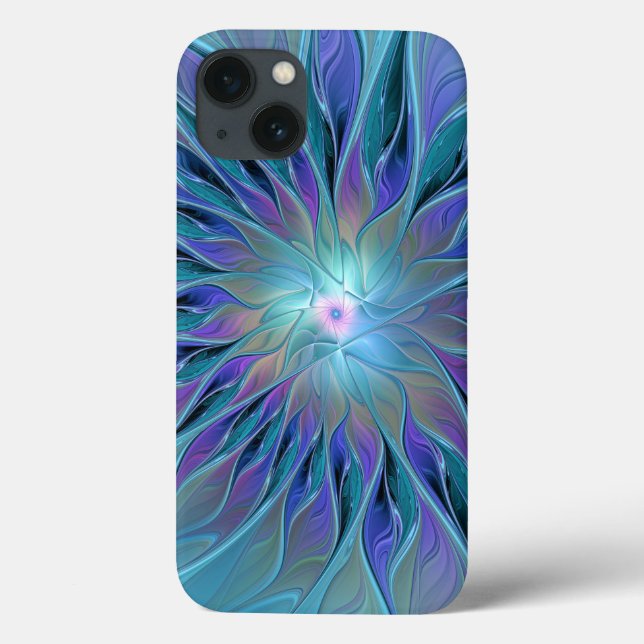 Coques Case-Mate iPhone Blue Purple Flower Dream Abstrait Fractal Art (Verso)