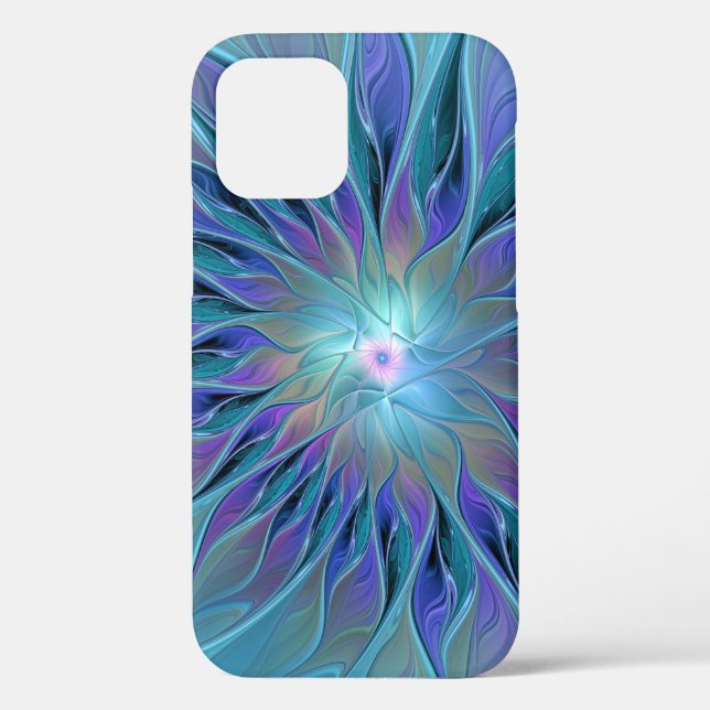 Coques Case-Mate iPhone Blue Purple Flower Dream Abstrait Fractal Art (Verso)