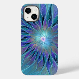 Coque Pour iPhone 14 Blue Purple Flower Dream Abstrait Fractal Art
