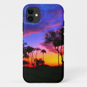 Coques Pour iPhone Blue Red Sunset Exotic Hawaiian Beach Palm Trees