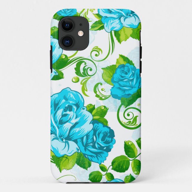 Coques Case-Mate iPhone Blue Roses White (Dos)