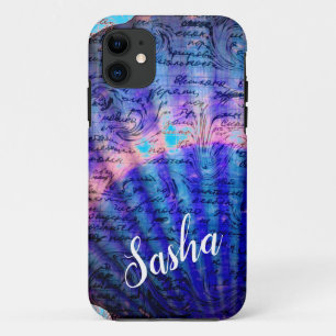 Case-Mate iPhone Case Blue Seashell Mystery Ecriture et votre nom