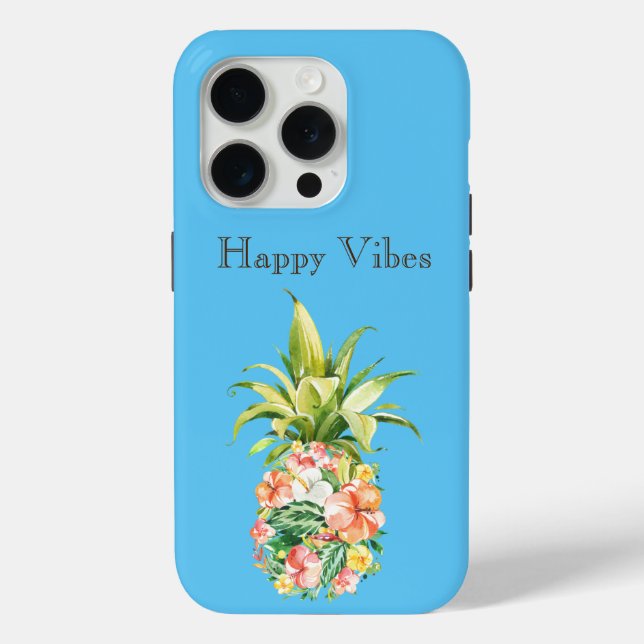 Coques Case-Mate iPhone Blue Sky Aqua Tropical Floral Pineappy (Verso)