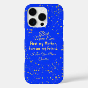 Coques iPhone 16 Pro Blue Star Best Mom Ever mignon Fête des mères mode