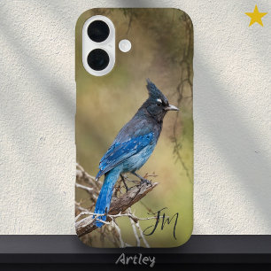 Coque Pour iPhone 16 Blue Stellar's Jay Bird Peinture Nom personnalisé