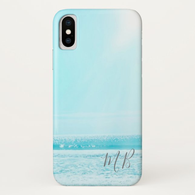 Coques Case-Mate iPhone Blue Summer Ocean Beach Monogramme (Dos)